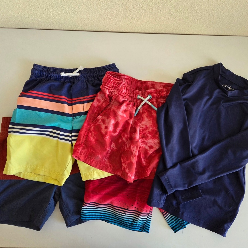 Boys Size 4 Swim Bundle Quiksilver Carters Art Class Shorts Cat & Jack Shirt 5pc